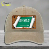 Saudi Arabia Flag Scroll Novelty License Plate Hat Unconstructed Cotton / Khaki