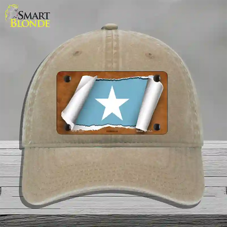 Somalia Flag Scroll Novelty License Plate Hat Unconstructed Cotton / Khaki