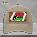 Vanuatu Flag Scroll Novelty License Plate Hat Unconstructed Cotton / Khaki