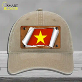 Vietnam Flag Scroll Novelty License Plate Hat Unconstructed Cotton / Khaki