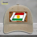 Kurdistan Flag Scroll Novelty License Plate Hat Unconstructed Cotton / Khaki