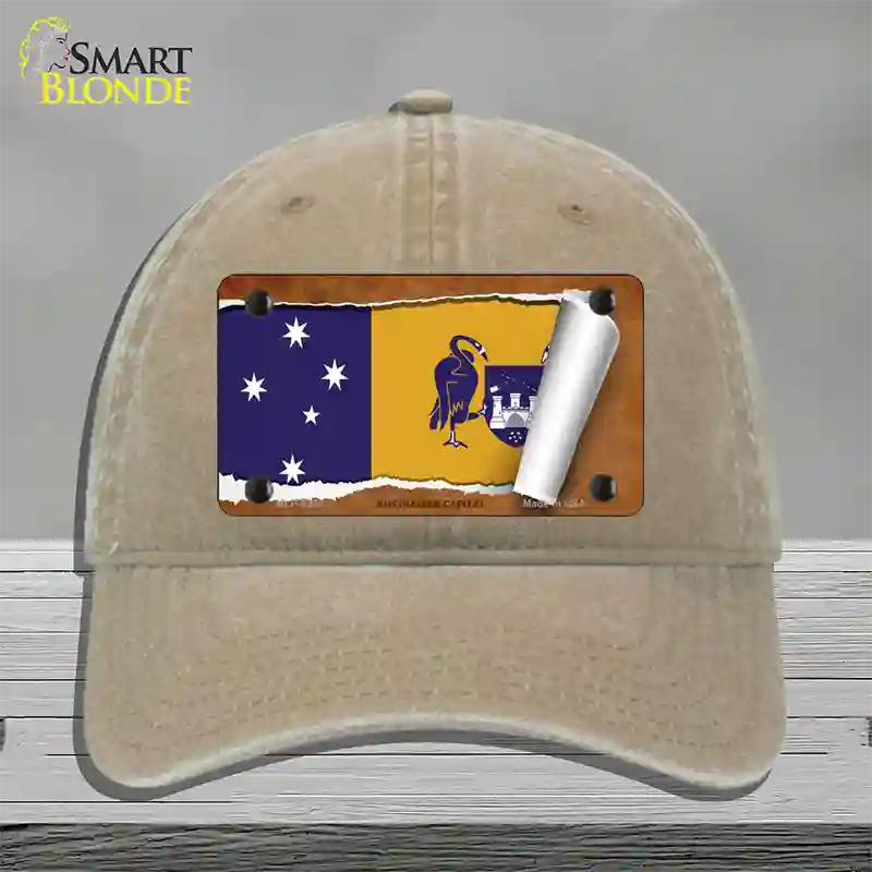 Australian Capital Flag Scroll Novelty License Plate Hat Unconstructed Cotton / Khaki