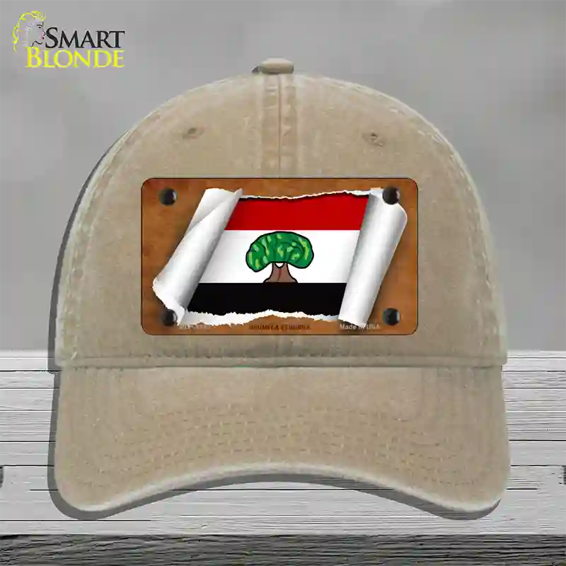 Oromia Ethiopia Flag Scroll Novelty License Plate Hat Unconstructed Cotton / Khaki