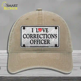 I Love Corrections Officer Novelty License Plate Hat Unconstructed Cotton / Khaki