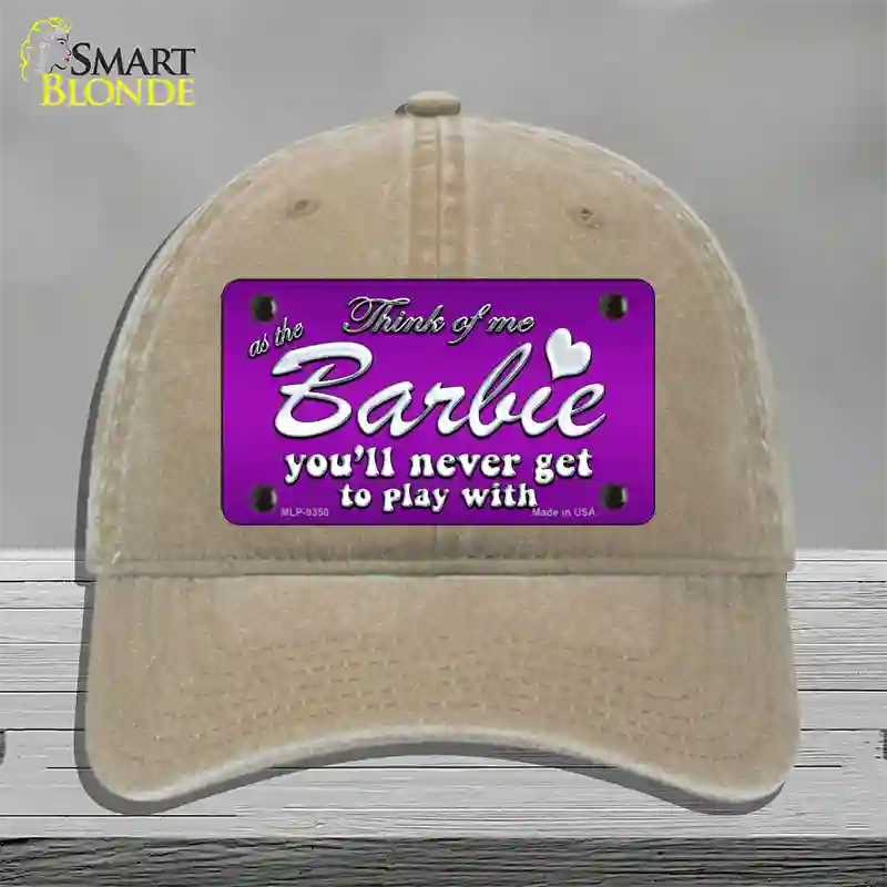 Barbie Never Play Novelty License Plate Hat Unconstructed Cotton / Khaki