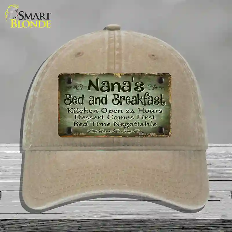 Nanas Bed And Breakfast Novelty License Plate Hat Unconstructed Cotton / Khaki