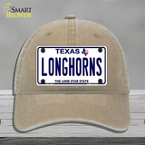 Longhorn Texas Novelty License Plate Hat Unconstructed Cotton / Khaki