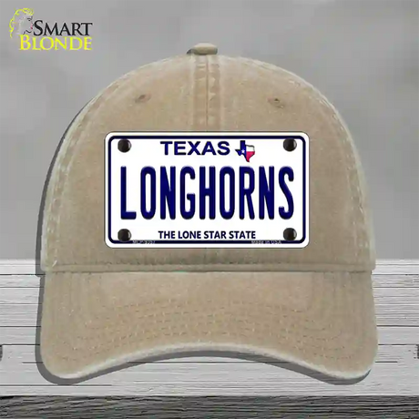 Longhorn Texas Novelty License Plate Hat Unconstructed Cotton / Khaki