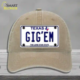 Gigem Texas Novelty License Plate Hat Unconstructed Cotton / Khaki