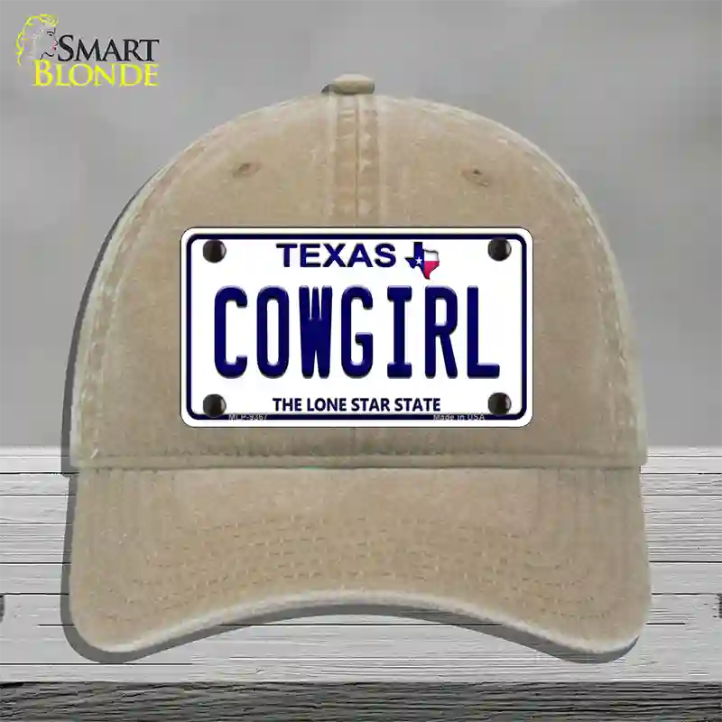 Cowgirl Texas Novelty License Plate Hat Unconstructed Cotton / Khaki