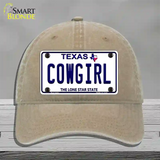 Cowgirl Texas Novelty License Plate Hat Unconstructed Cotton / Khaki