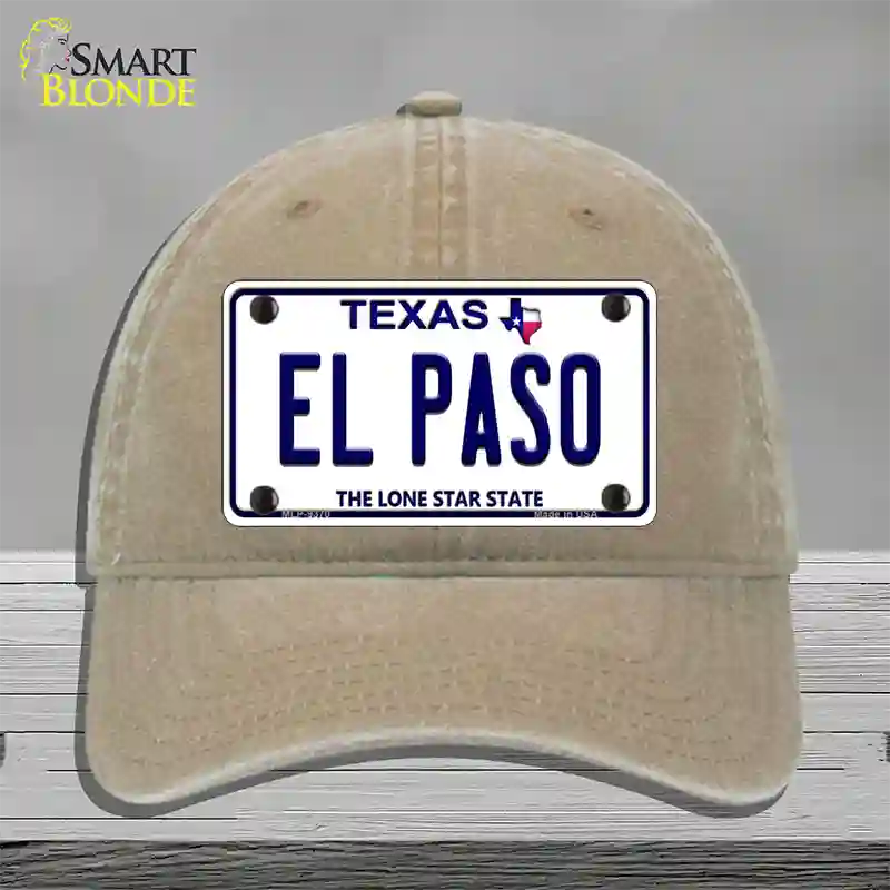 El Paso Texas Novelty License Plate Hat Unconstructed Cotton / Khaki