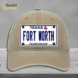 Fort Worth Texas Novelty License Plate Hat Unconstructed Cotton / Khaki