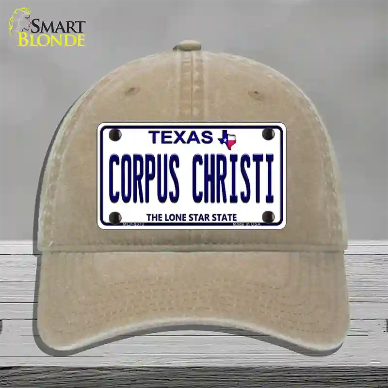 Corpus Christi Texas Novelty License Plate Hat Unconstructed Cotton / Khaki