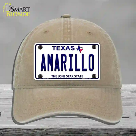 Amarillo Texas Novelty License Plate Hat Unconstructed Cotton / Khaki