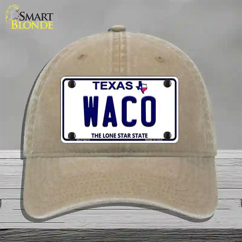 Waco Texas Novelty License Plate Hat Unconstructed Cotton / Khaki