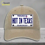 Hot in Texas Novelty License Plate Hat Unconstructed Cotton / Khaki