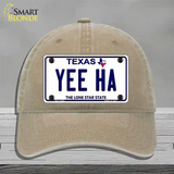 Yee Ha Texas Novelty License Plate Hat Unconstructed Cotton / Khaki