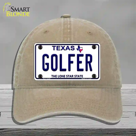 Golfer Texas Novelty License Plate Hat Unconstructed Cotton / Khaki