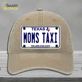 Moms Taxi Texas Novelty License Plate Hat Unconstructed Cotton / Khaki