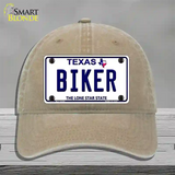 Biker Texas Novelty License Plate Hat Unconstructed Cotton / Khaki