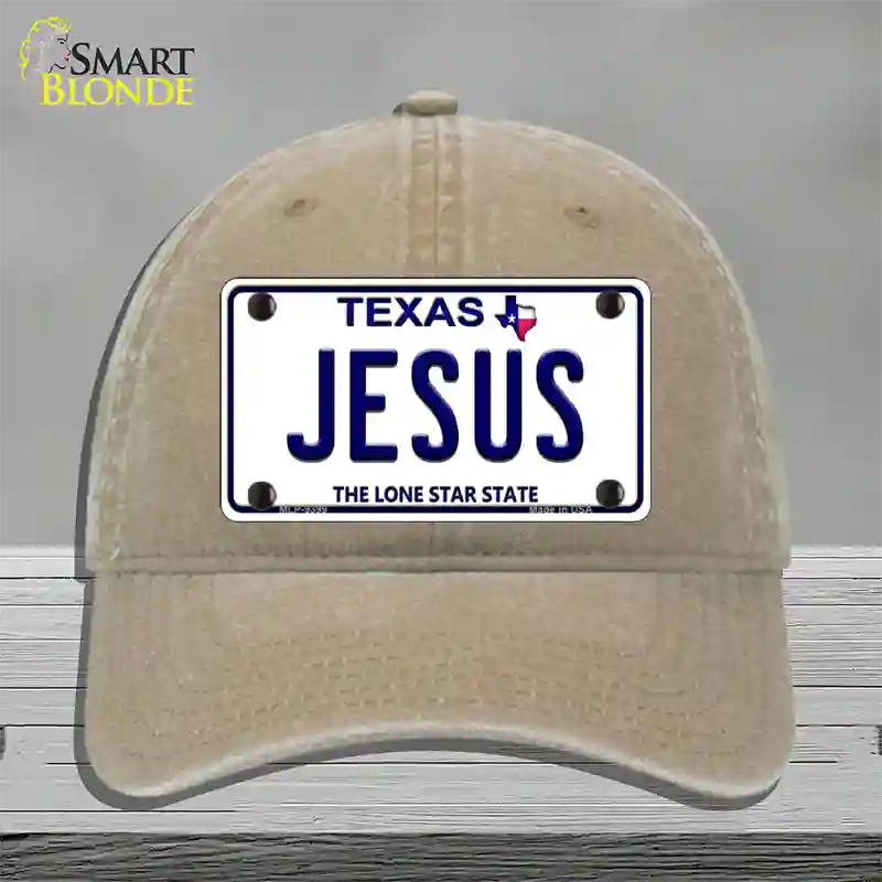 Jesus Texas Novelty License Plate Hat Unconstructed Cotton / Khaki