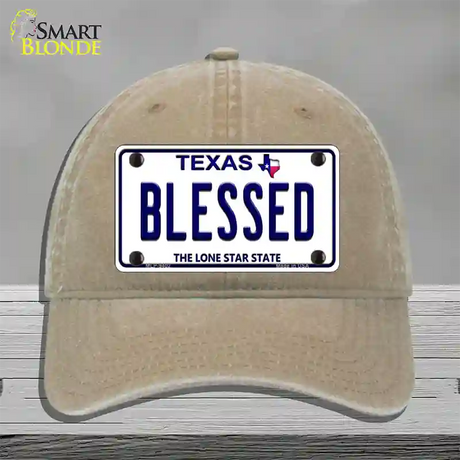 Blessed Texas Novelty License Plate Hat Unconstructed Cotton / Khaki