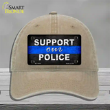 Support Our Police Novelty License Plate Hat Unconstructed Cotton / Khaki