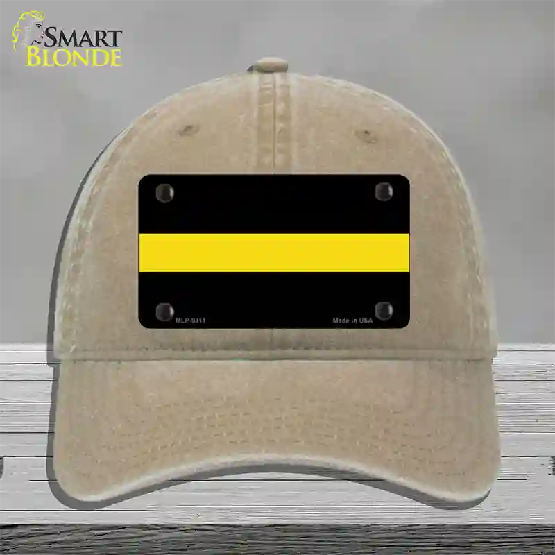 Thin Yellow Line Novelty License Plate Hat Unconstructed Cotton / Khaki