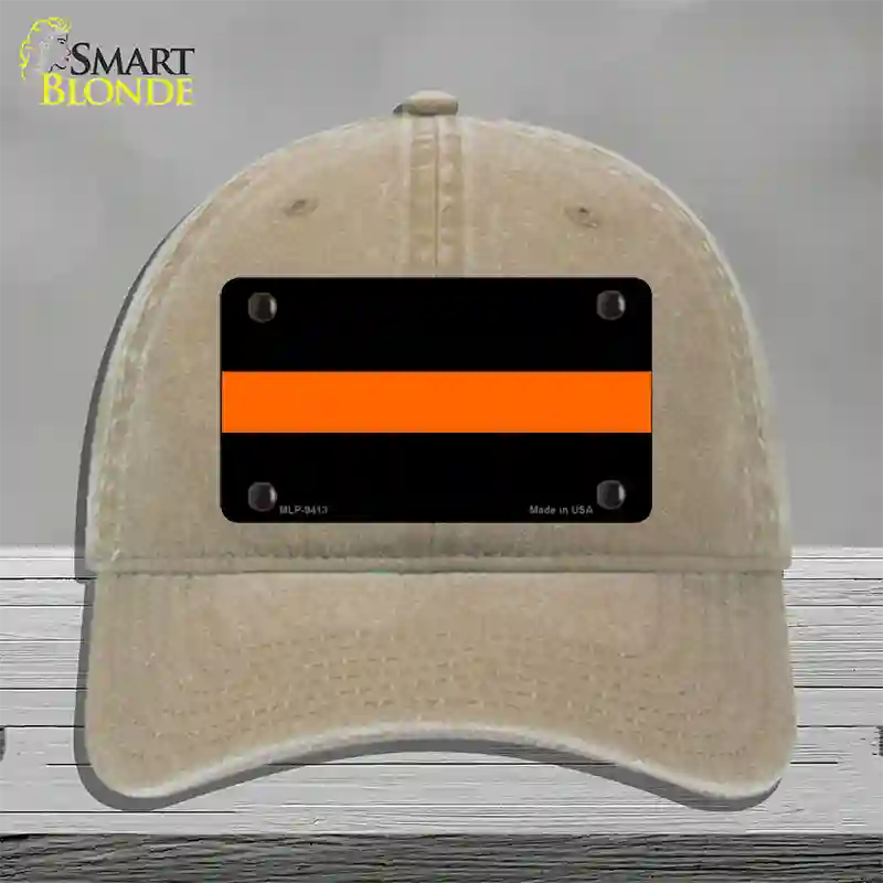 Thin Orange Line Novelty License Plate Hat Unconstructed Cotton / Khaki