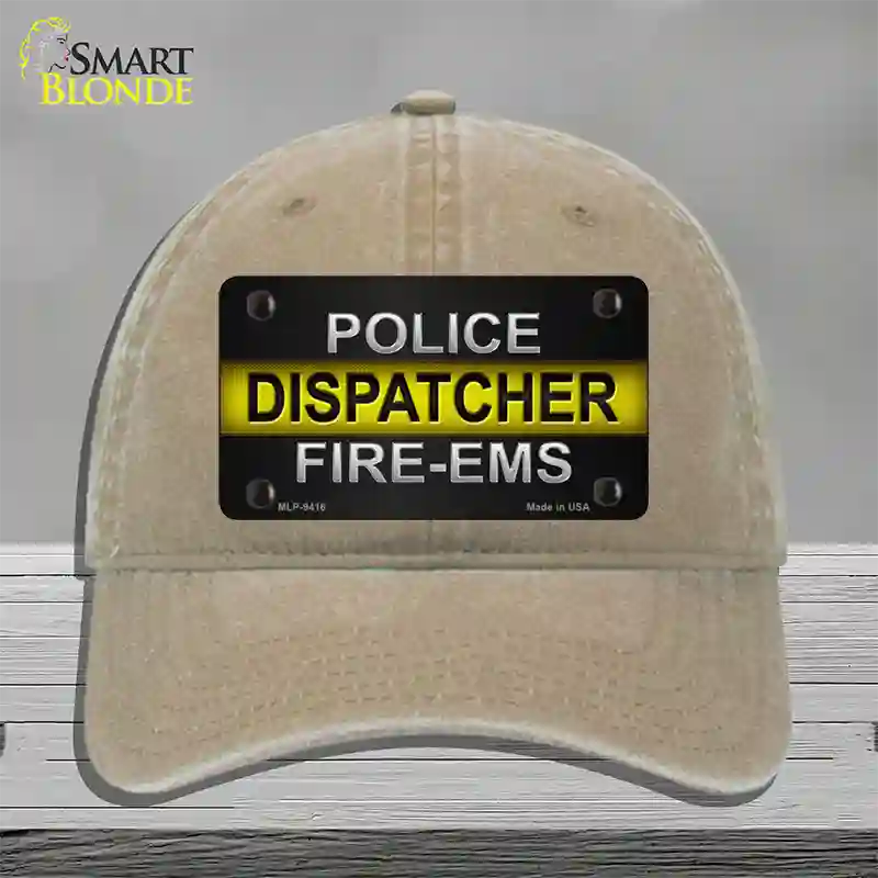 Police / Dispatcher / Fire- EMS Novelty License Plate Hat Unconstructed Cotton / Khaki