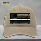 American Flag Police / Fire / EMS Novelty License Plate Hat Unconstructed Cotton / Khaki