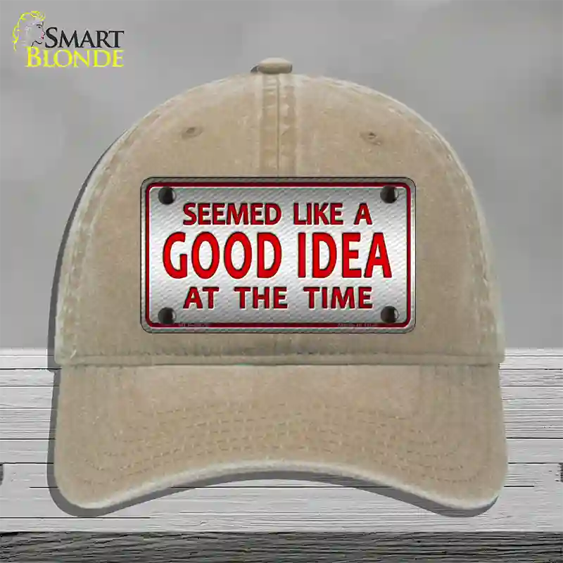 Seemed Like A Good Idea Novelty License Plate Hat Unconstructed Cotton / Khaki