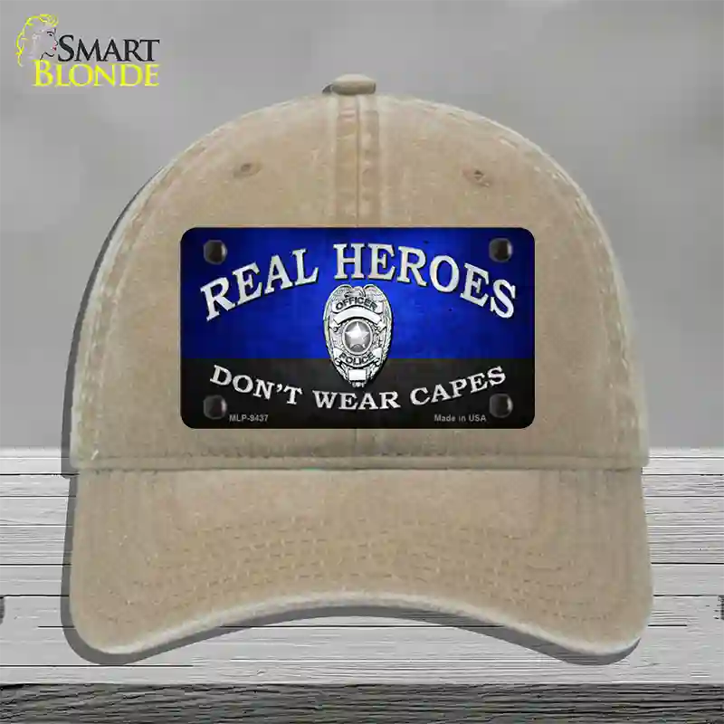 Real Heroes Blue Novelty License Plate Hat Unconstructed Cotton / Khaki