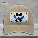 Thin Blue Line Paw K-9 Novelty License Plate Hat Unconstructed Cotton / Khaki