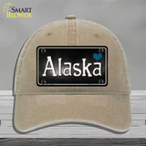 Alaska Flag Script Novelty License Plate Hat Unconstructed Cotton / Khaki