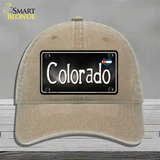 Colorado Flag Script Novelty License Plate Hat Unconstructed Cotton / Khaki