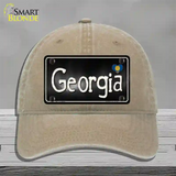 Georgia Flag Script Novelty License Plate Hat Unconstructed Cotton / Khaki