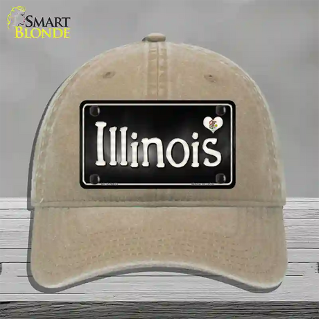 Illinois Flag Script Novelty License Plate Hat Unconstructed Cotton / Khaki