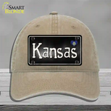 Kansas Flag Script Novelty License Plate Hat Unconstructed Cotton / Khaki