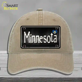 Minnesota Flag Script Novelty License Plate Hat Unconstructed Cotton / Khaki