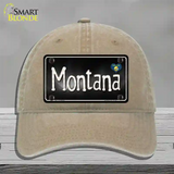 Montana Flag Script Novelty License Plate Hat Unconstructed Cotton / Khaki