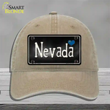 Nevada Flag Script Novelty License Plate Hat Unconstructed Cotton / Khaki