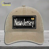 New Jersey Flag Script Novelty License Plate Hat Unconstructed Cotton / Khaki