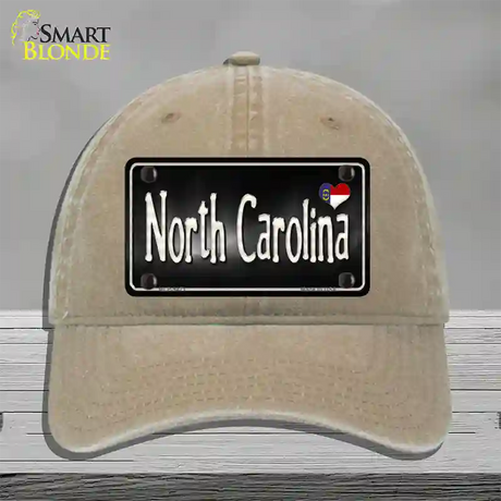 North Carolina Flag Script Novelty License Plate Hat Unconstructed Cotton / Khaki