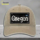 Oregon Flag Script Novelty License Plate Hat Unconstructed Cotton / Khaki