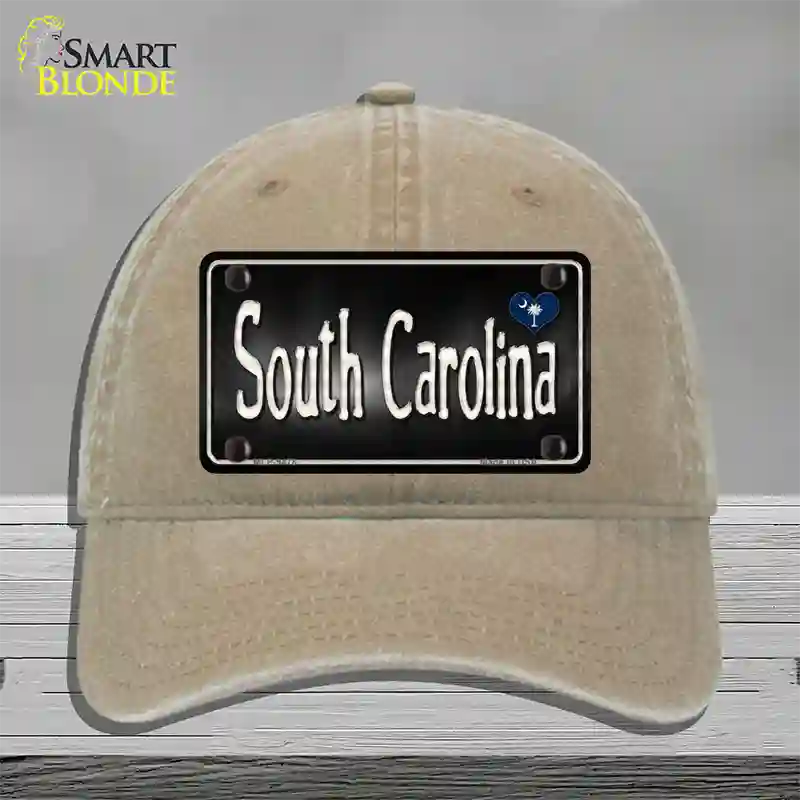 South Carolina Flag Script Novelty License Plate Hat Unconstructed Cotton / Khaki