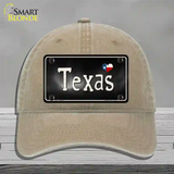 Texas Flag Script Novelty License Plate Hat Unconstructed Cotton / Khaki