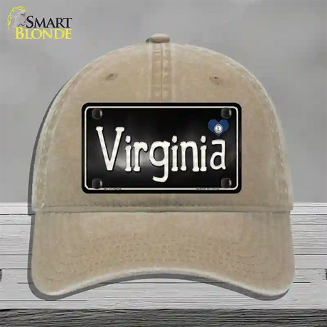 Virginia Flag Script Novelty License Plate Hat Unconstructed Cotton / Khaki