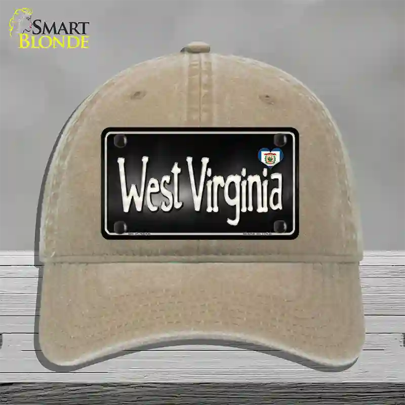 West Virginia Flag Script Novelty License Plate Hat Unconstructed Cotton / Khaki